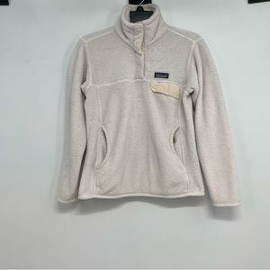 Patagonia Polartec Womens Fleece Sweater Sz S Off White  Snap T Pullover 25442